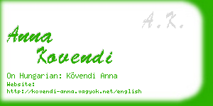 anna kovendi business card